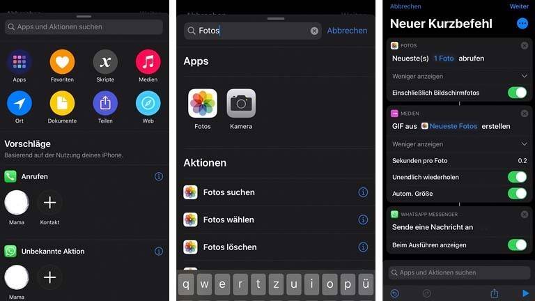 Kurzbefehle-App: Mehrere Aktionen zu einem Shortcut bündeln
